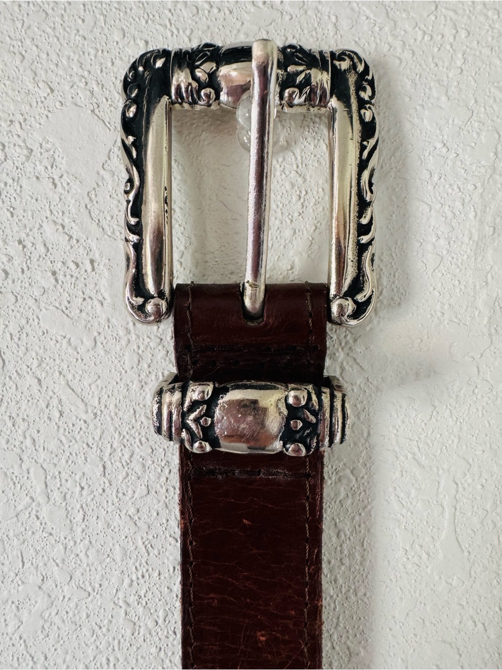 Brighton Silver-Tone Buckle Dark Brown Leather Belt Size Small/Medium